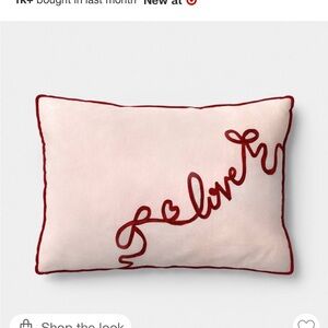 Threshold Pink Pillow with Maroon Love Script
